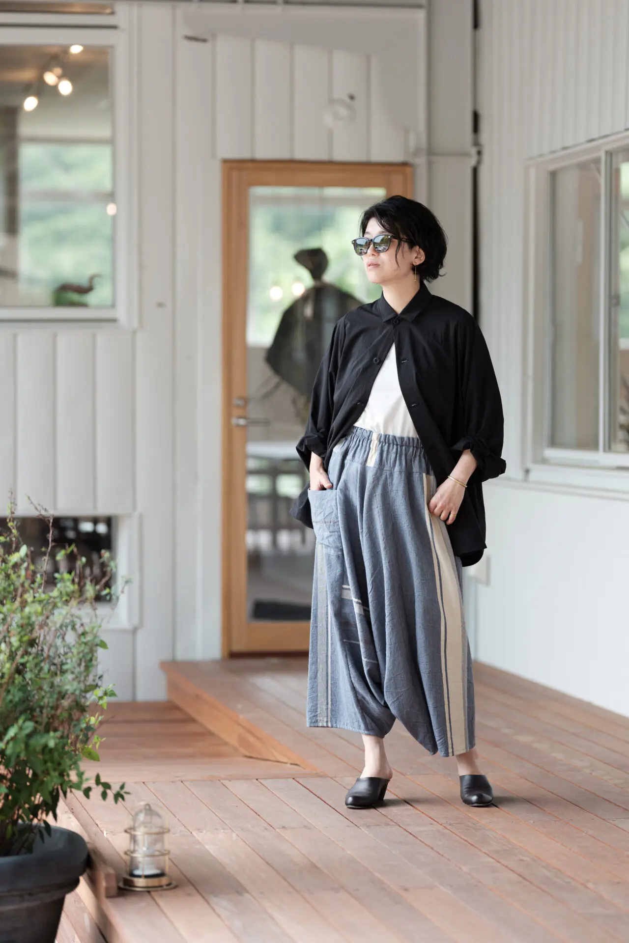 tamaki niime巻きスカート播州織り tamaki niime巻きスカート播州織り